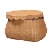 bali & pari Ayleen Natural Rattan Basket with Scalloped Lid - Handwoven Wicker Storage Box, Boho Coastal Home Decor, Medium - BSOAyleen-Md-Light Honey Rattan-Basket