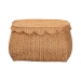 bali & pari Ayleen Natural Rattan Basket with Scalloped Lid - Handwoven Wicker Storage Box, Boho Coastal Home Decor, Medium - BSOAyleen-Md-Light Honey Rattan-Basket