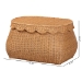 bali & pari Ayleen Natural Rattan Basket with Scalloped Lid - Handwoven Wicker Storage Box, Boho Coastal Home Decor, Medium - BSOAyleen-Md-Light Honey Rattan-Basket