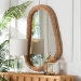 bali & pari Ulrica Natural Rattan Wall Mirror - Handwoven Wicker Irregular Shape Accent Mirror for Living Room, Bedroom, or Entryway - BSOWS165-Honey Rattan-Mirror