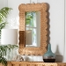 bali & pari Makoto Scalloped Natural Rattan Wall Mirror - Handwoven Wicker Rectangle Frame, Boho Coastal Accent Wall Decor for Entryway, Bedroom, or Living Room - BSOWS167-Honey Rattan-Mirror