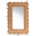 bali & pari Makoto Scalloped Natural Rattan Wall Mirror - Handwoven Wicker Rectangle Frame, Boho Coastal Accent Wall Decor for Entryway, Bedroom, or Living Room - BSOWS167-Honey Rattan-Mirror