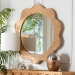 bali & pari Makoto Scalloped Natural Rattan Wall Mirror - Handwoven Wicker Round Frame, Boho Coastal Accent Wall Decor for Entryway, Bedroom, or Living Room - BSOWS168-Honey Rattan-Mirror