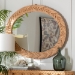 bali & pari Nara Natural Rattan Wall Mirror - Handwoven Braided Wicker Frame, Coastal Boho Wall Decor for Entryway, Bedroom, or Living Room, Oval - BSOWS169-Light Honey Rattan-Mirror