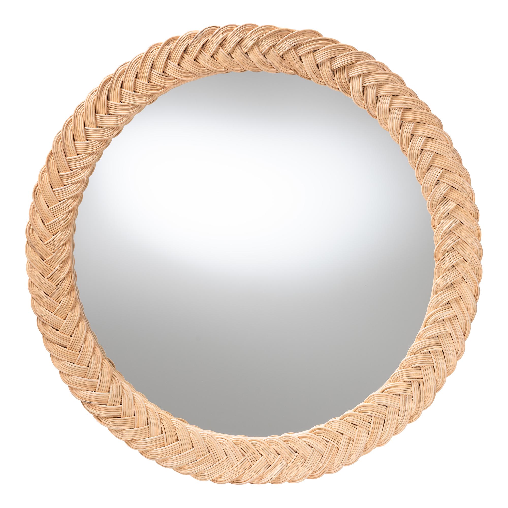 bali & pari Nara Natural Rattan Wall Mirror - Handwoven Braided Wicker Frame, Coastal Boho Wall Decor for Entryway, Bedroom, or Living Room, Round