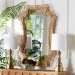 bali & pari Yusra Natural Rattan Wall Mirror - Handwoven Wicker Frame with Freeform Silhouette, Coastal Boho Wall Decor for Entryway Bedroom or Living Room - BSOWS172-Natural Rattan-Mirror