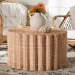 bali & pari Kensley Natural Rattan Coffee Table - Handwoven Wicker Round Accent Table with Scalloped Silhouette, Boho Coastal Style Decor for Living Rooms or Lounges - BSOWS179-Natural Rattan-Coffee Table