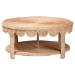 bali & pari Latoya Natural Rattan Coffee Table - Handwoven Round Wicker Table with Scalloped Apron and Lower Shelf, Coastal Boho Living Room Accent Furniture - BSOWS182-Natural Rattan-Coffee Table