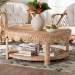 bali & pari Latoya Natural Rattan Coffee Table - Handwoven Round Wicker Table with Scalloped Apron and Lower Shelf, Coastal Boho Living Room Accent Furniture - BSOWS182-Natural Rattan-Coffee Table