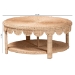 bali & pari Latoya Natural Rattan Coffee Table - Handwoven Round Wicker Table with Scalloped Apron and Lower Shelf, Coastal Boho Living Room Accent Furniture - BSOWS182-Natural Rattan-Coffee Table