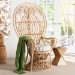 bali & pari Kimiko Natural Rattan Peacock Chair with Cushion - Handwoven Wicker Accent Chair with Fan Backrest, Boho Coastal Statement Seating for Living Room or Event - BSOWS185-Natural Peacock Rattan-Cushion-Chair