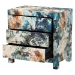 Baxton Studio Adeline End Table with Printed Nature Motif - 3-Drawer Storage Cabinet with Gold Knobs - BSOJY25A011-Birds in Tree Printed Canvas-Wooden-ET