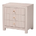 Baxton Studio Javianne End Table with Striped Faux Leather - 3-Drawer Storage Cabinet with Gold Knobs