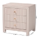 Baxton Studio Javianne End Table with Striped Faux Leather - 3-Drawer Storage Cabinet with Gold Knobs - BSOJY25A012-Striped Printed Canvas-Wooden-ET