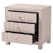 Baxton Studio Javianne End Table with Striped Faux Leather - 3-Drawer Storage Cabinet with Gold Knobs - BSOJY25A012-Striped Printed Canvas-Wooden-ET