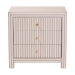 Baxton Studio Javianne End Table with Striped Faux Leather - 3-Drawer Storage Cabinet with Gold Knobs - BSOJY25A012-Striped Printed Canvas-Wooden-ET