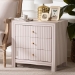 Baxton Studio Javianne End Table with Striped Faux Leather - 3-Drawer Storage Cabinet with Gold Knobs - BSOJY25A012-Striped Printed Canvas-Wooden-ET