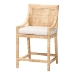 bali & pari Alexis Natural Rattan Counter Stool - Handcrafted Wingback Counter Chair with Woven Back and Removable Seat Cushion, Coastal Boho Style Seating for Kitchen Island or Dining Area