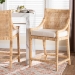 bali & pari Alexis Natural Rattan Counter Stool - Handcrafted Wingback Counter Chair with Woven Back and Removable Seat Cushion, Coastal Boho Style Seating for Kitchen Island or Dining Area - BSOAlexis-Light Honey Rattan-Cushion-CS