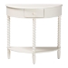 Baxton Studio Raynera Bobbin-Leg Demilune Console Table - Half-Moon Accent Table with 1 Drawer and Open Shelf, Cottage Farmhouse Entryway or Living Room Furniture - BSOJY25A031-White Wooden-Console Table