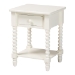 Baxton Studio Raynera End Table with Bobbin Legs - 1-Drawer Accent Table with Spindle Turned Legs and Open Shelf, Cottage Farmhouse Style Side Table for Living Room
