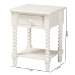 Baxton Studio Raynera End Table with Bobbin Legs - 1-Drawer Accent Table with Spindle Turned Legs and Open Shelf, Cottage Farmhouse Style Side Table for Living Room - BSOJY25A033-White Wooden-ET