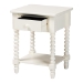 Baxton Studio Raynera End Table with Bobbin Legs - 1-Drawer Accent Table with Spindle Turned Legs and Open Shelf, Cottage Farmhouse Style Side Table for Living Room - BSOJY25A033-White Wooden-ET