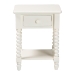 Baxton Studio Raynera End Table with Bobbin Legs - 1-Drawer Accent Table with Spindle Turned Legs and Open Shelf, Cottage Farmhouse Style Side Table for Living Room - BSOJY25A033-White Wooden-ET