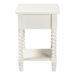Baxton Studio Raynera End Table with Bobbin Legs - 1-Drawer Accent Table with Spindle Turned Legs and Open Shelf, Cottage Farmhouse Style Side Table for Living Room - BSOJY25A033-White Wooden-ET