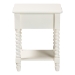 Baxton Studio Raynera End Table with Bobbin Legs - 1-Drawer Accent Table with Spindle Turned Legs and Open Shelf, Cottage Farmhouse Style Side Table for Living Room - BSOJY25A033-White Wooden-ET