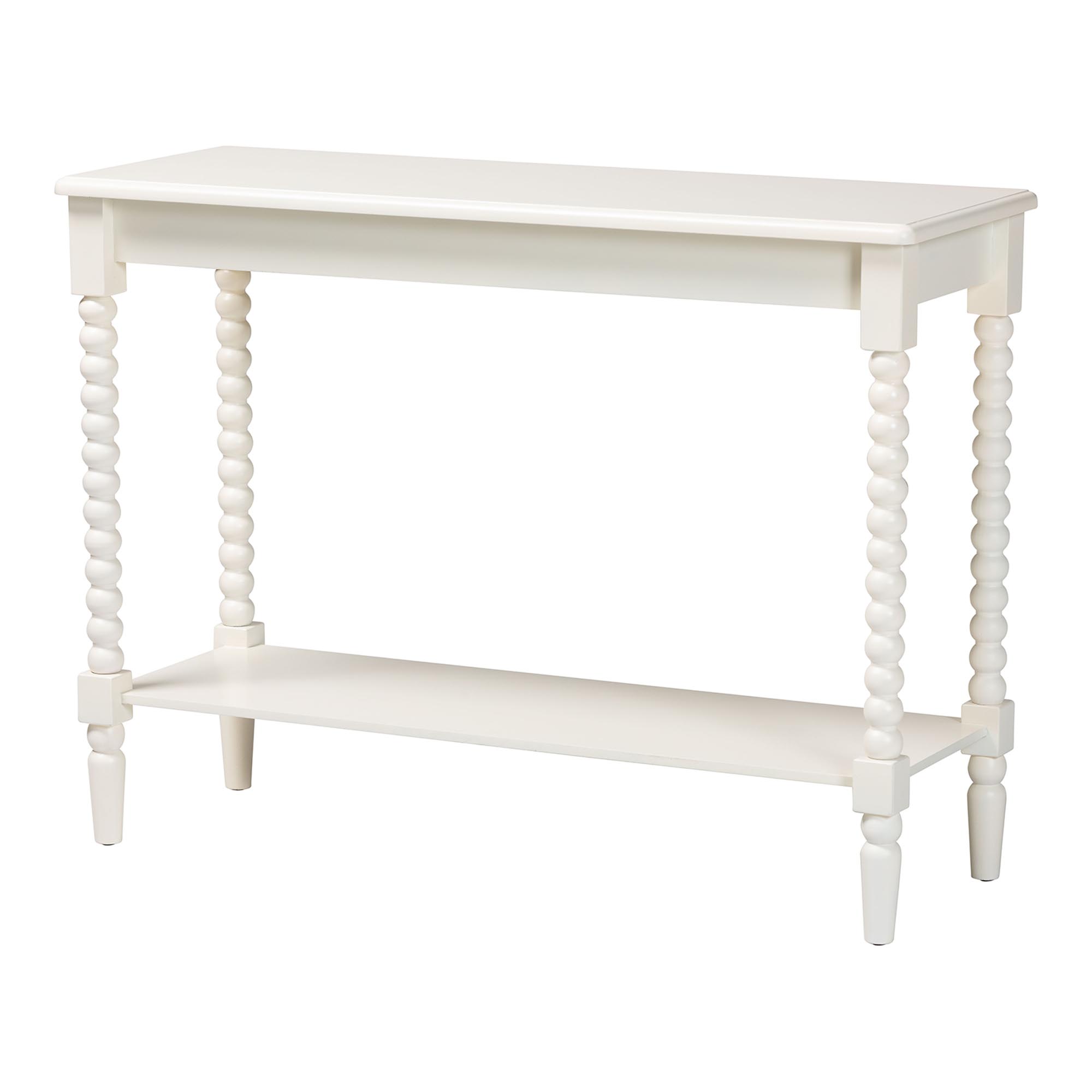 Baxton Studio Bayard Console Table with Bobbin Legs - Spindle Leg Accent Table with Shelf, Cottage Farmhouse Entryway or Living Room Furniture