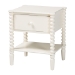 Baxton Studio Rimona End Table with Bobbin Legs - 1-Drawer Accent Table with Spindle Turned Legs and Open Shelf, Cottage Farmhouse Style Side Table for Living Room