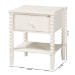 Baxton Studio Rimona End Table with Bobbin Legs - 1-Drawer Accent Table with Spindle Turned Legs and Open Shelf, Cottage Farmhouse Style Side Table for Living Room - BSOJY25A037-White Wooden-ET