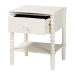 Baxton Studio Rimona End Table with Bobbin Legs - 1-Drawer Accent Table with Spindle Turned Legs and Open Shelf, Cottage Farmhouse Style Side Table for Living Room - BSOJY25A037-White Wooden-ET