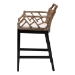 bali & pari Abiel Natural Rattan Counter Stool with Arms and Removable Cushion - Handwoven Wicker Stool with Mahogany Wood Frame, Coastal Boho Seating for Kitchen or Dining Area - BSOAbiel-Grey/Black-Wooden/Rattan-Cushion-CS