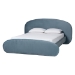 Baxton Studio Ekram Velvet Upholstered Platform Bed - Mid-Century Modern Bed Frame with Curved Headboard and Accent Footboard, Classic Luxe Bedroom Centerpiece, Queen