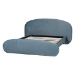 Baxton Studio Ekram Velvet Upholstered Platform Bed - Mid-Century Modern Bed Frame with Curved Headboard and Accent Footboard, Classic Luxe Bedroom Centerpiece, Queen - BSOBBT61382-Light Blue 57-Queen
