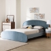 Baxton Studio Ekram Velvet Upholstered Platform Bed - Mid-Century Modern Bed Frame with Curved Headboard and Accent Footboard, Classic Luxe Bedroom Centerpiece, Queen - BSOBBT61382-Light Blue 57-Queen