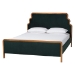 Baxton Studio Gerianne Velvet Upholstered Platform Bed - Classic European Bed Frame with Scalloped Headboard and Wood Trim, Modern Luxe Bedroom Furniture, Queen