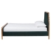 Baxton Studio Gerianne Velvet Upholstered Platform Bed - Classic European Bed Frame with Scalloped Headboard and Wood Trim, Modern Luxe Bedroom Furniture, Queen - BSOBBT61381-Green 26/Walnut-Queen