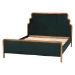 Baxton Studio Gerianne Velvet Upholstered Platform Bed - Classic European Bed Frame with Scalloped Headboard and Wood Trim, Modern Luxe Bedroom Furniture, Queen - BSOBBT61381-Green 26/Walnut-Queen
