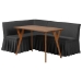 Baxton Studio Randolph 3-Piece Fabric Upholstered Dining Nook Set - Corner Kitchen Banquette with Skirted Base, L-Shaped Breakfast Nook for Small Spaces, Dark Grey
