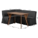 Baxton Studio Randolph 3-Piece Fabric Upholstered Dining Nook Set - Corner Kitchen Banquette with Skirted Base, L-Shaped Breakfast Nook for Small Spaces, Dark Grey - BSORandolph-Dark Grey/Walnut-3PC Dining Nook Set