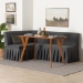 Baxton Studio Randolph 3-Piece Fabric Upholstered Dining Nook Set - Corner Kitchen Banquette with Skirted Base, L-Shaped Breakfast Nook for Small Spaces, Dark Grey - BSORandolph-Dark Grey/Walnut-3PC Dining Nook Set