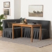 Baxton Studio Richard 3-Piece Fabric Upholstered Dining Nook Set - Corner Kitchen Banquette with Skirted Base, L-Shaped Breakfast Nook for Small Spaces, Dark Grey - BSORichard-Dark Grey/Walnut-3PC Dining Nook Set