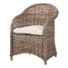 bali & pari Amanda Natural Rattan Armchair - Handwoven Wicker Barrel Chair with Removable Cushion, Coastal Boho Style Accent Seating