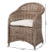 bali & pari Amanda Natural Rattan Armchair - Handwoven Wicker Barrel Chair with Removable Cushion, Coastal Boho Style Accent Seating - BSOLCF-0001-Amanda-Kubu Grey Rattan Cushion-CC