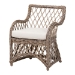 bali & pari Debra Natural Rattan Armchair - Handwoven Open-Weave Wicker Armchair with Curved Silhouette & Removable Cushion, Coastal Boho Style Seating