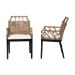 bali & pari Abiel Natural Rattan 2-Piece Dining Armchair Set with Cushion - Handwoven Wicker Chair with Mahogany Wood Frame, Coastal Boho Seating for Dining Room or Kitchen - BSOAbiel-Grey/Black-Wooden/Rattan-DC
