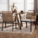 bali & pari Abiel Natural Rattan 2-Piece Dining Armchair Set with Cushion - Handwoven Wicker Chair with Mahogany Wood Frame, Coastal Boho Seating for Dining Room or Kitchen - BSOAbiel-Grey/Black-Wooden/Rattan-DC